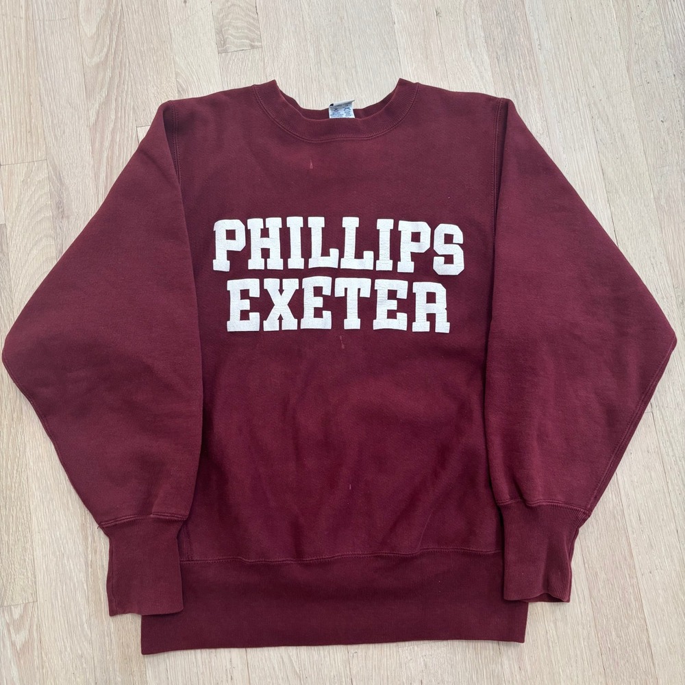 Champion Sweatshirt Unisex Medium Maroon Good Phillips Exeter Reverse Weave